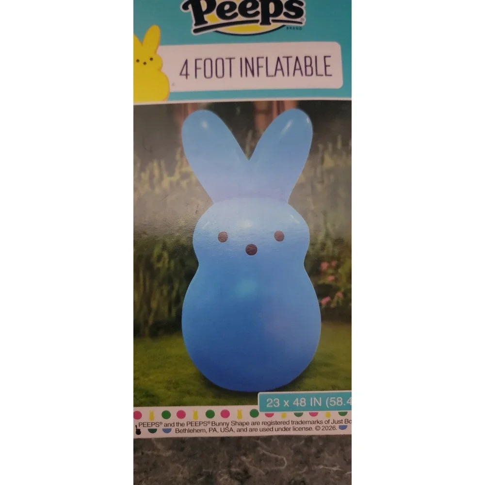 PEEPS 4' Foot Inflatable Blue Yard Easter Bunny Blow-Up NWT and‎ Sealed